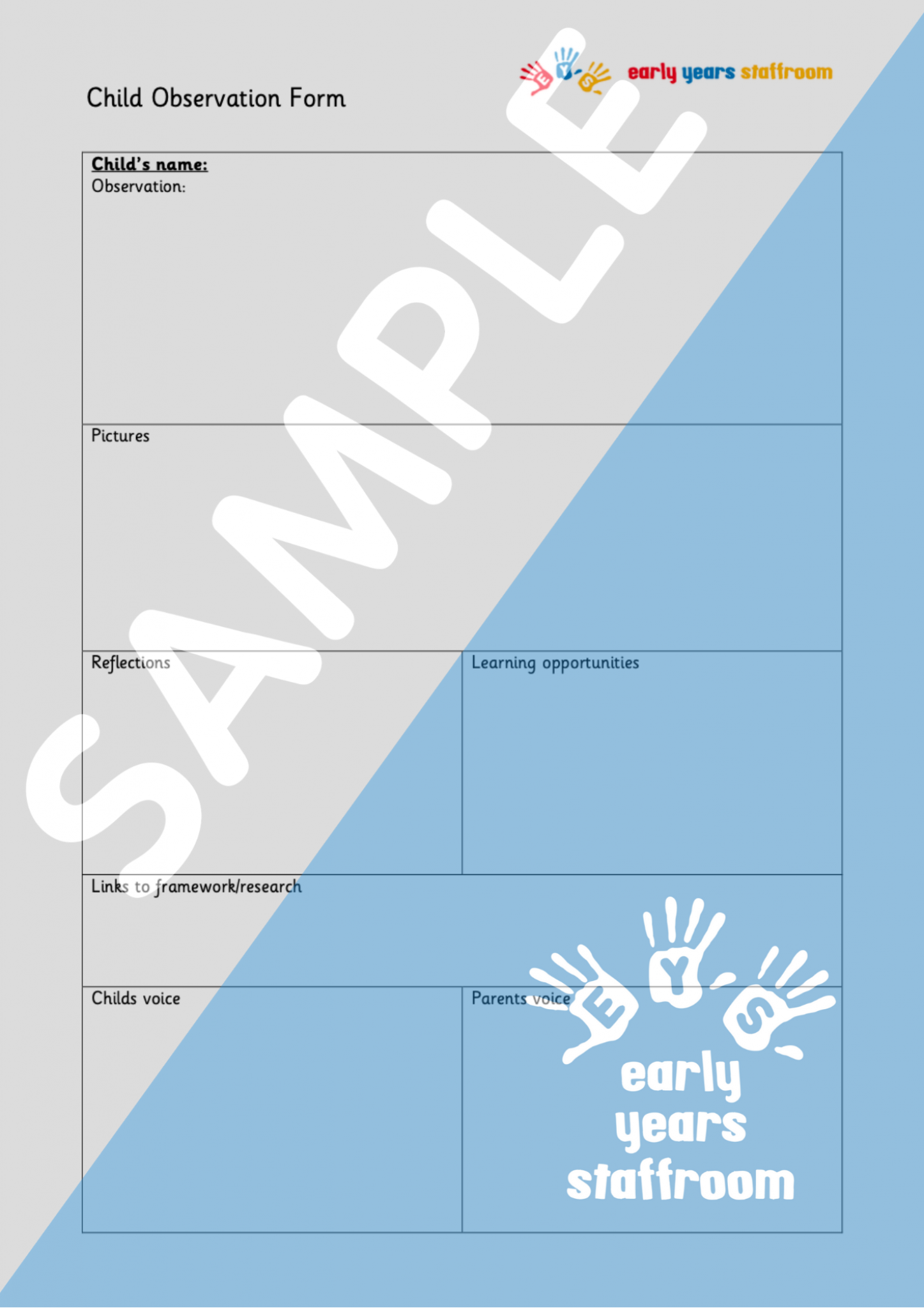 child observation paper examples