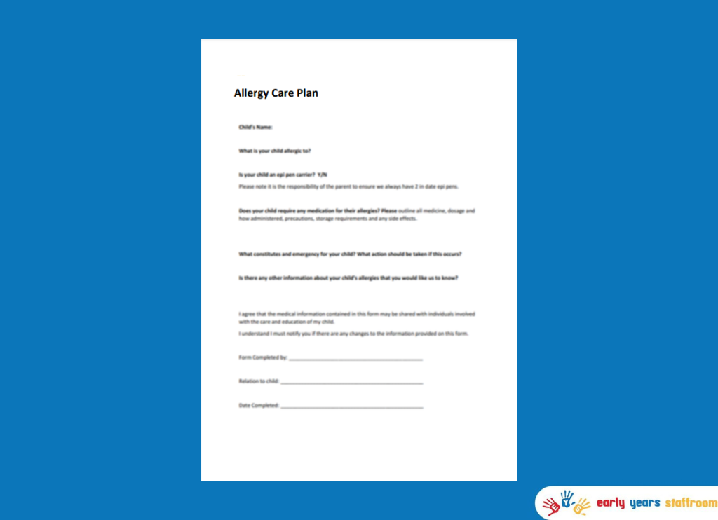 Allergy Care Plan - Editable