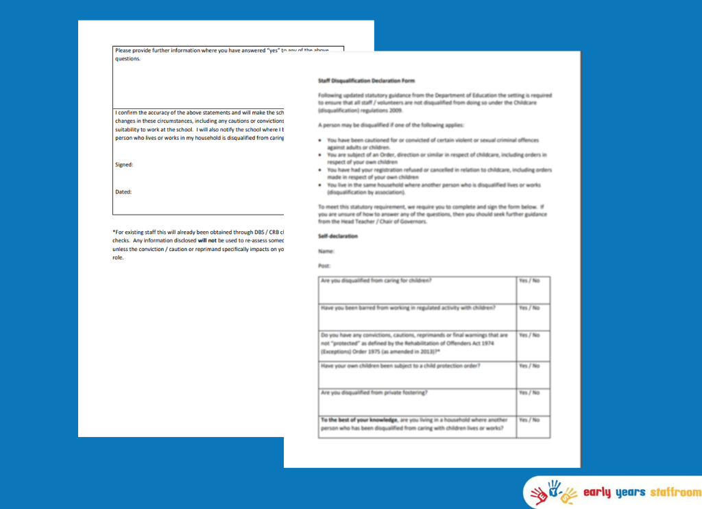 Staff Disqualification Declaration Form