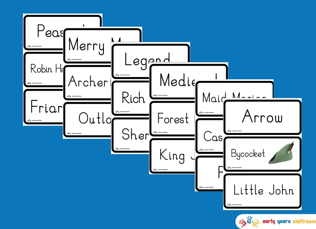 Robin Hood Word Cards (White Background)