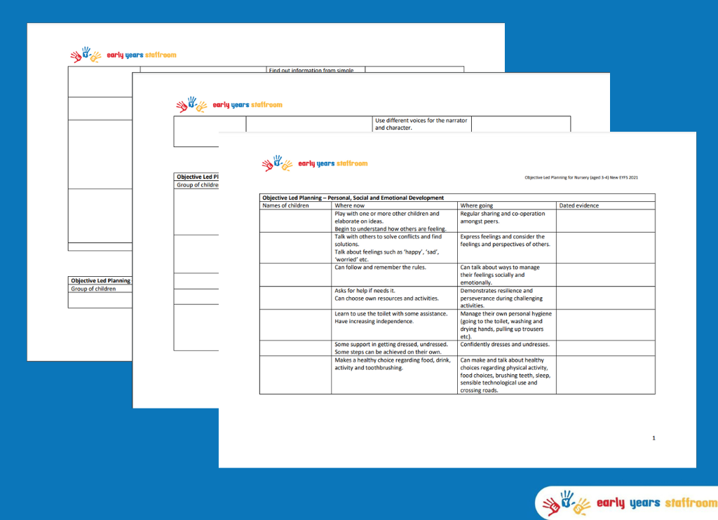 Objective Led Planning Ages 3-4 New EYFS 2021