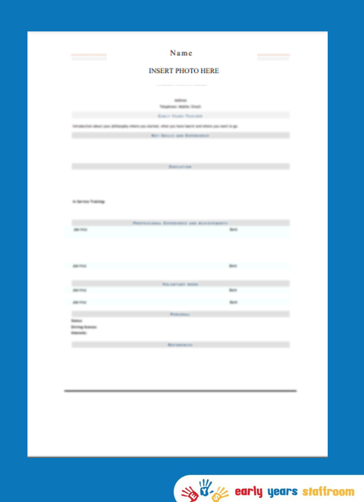 Example CV for teachers