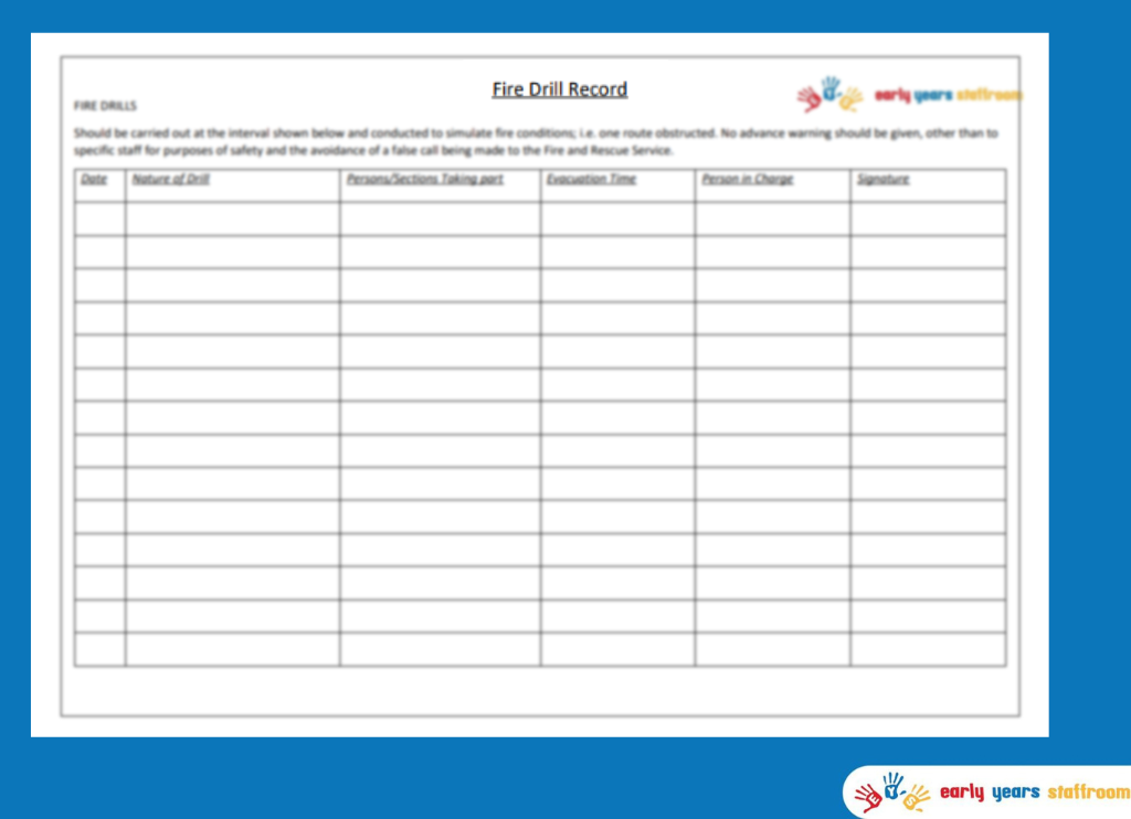 Fire Drill Record Editable