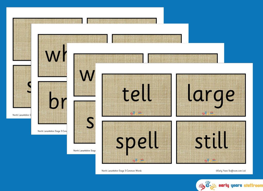 Hessian Common Word Cards Stage 3 North Lanarkshire Council Active Literacy Scheme
