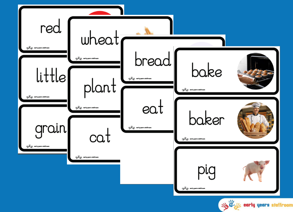 Little Red Hen Word Cards (White Background)