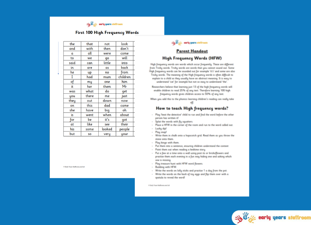First 100 High Frequency Words Parent Handout
