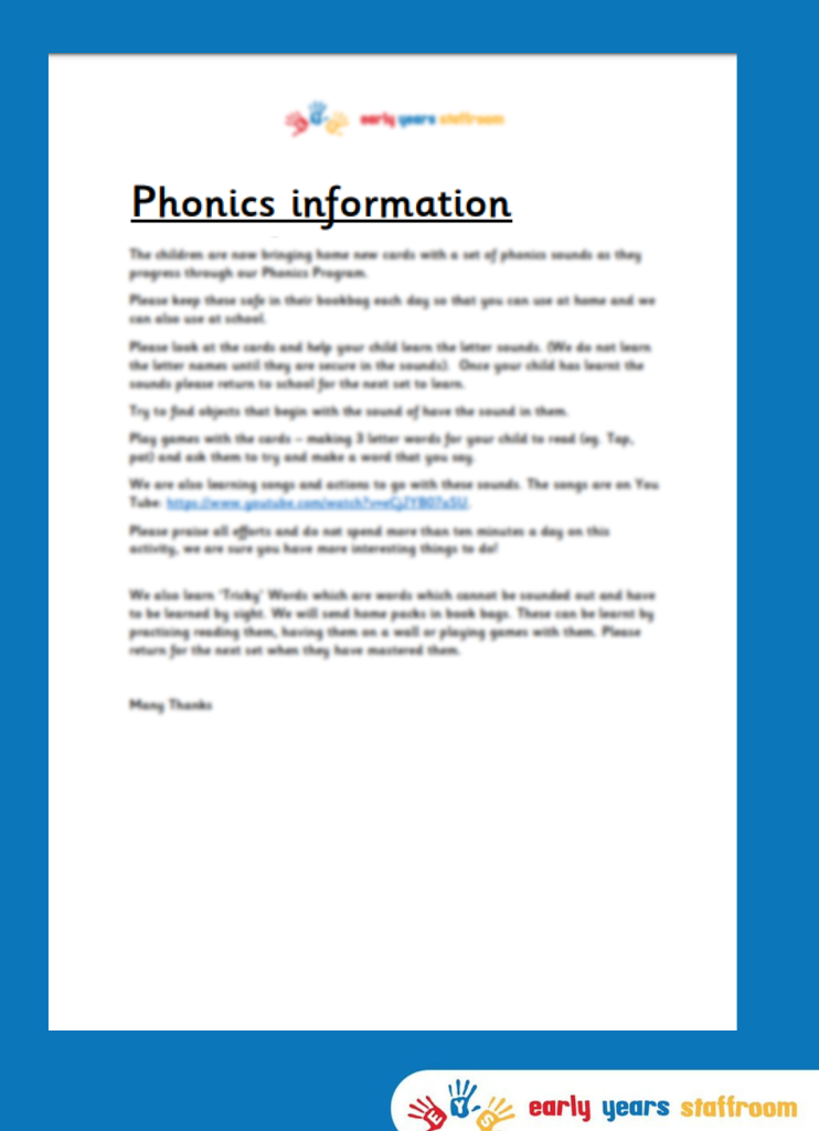 Phonics Letter for Parents