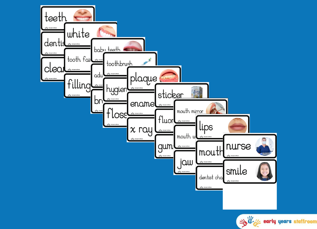 Oral Health / Dentist Themed Word Cards (White Background)