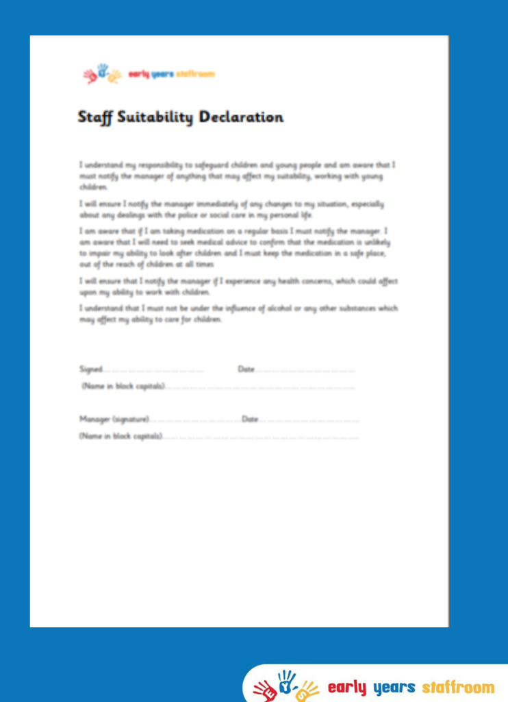 Staff Suitability Declaration Form