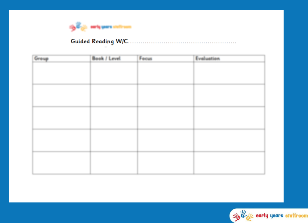 Guided Reading Planning Sheet