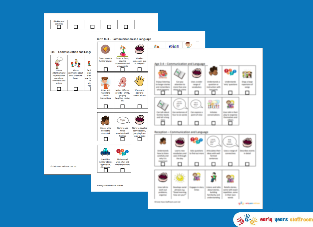 Target Strips New EYFS 2021 Communication and Language - Birth to ELG