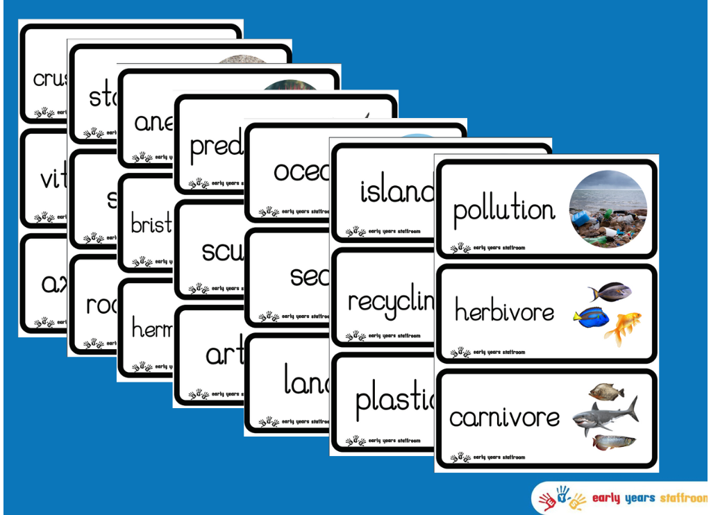 Ocean Themed Word Cards (White Background)
