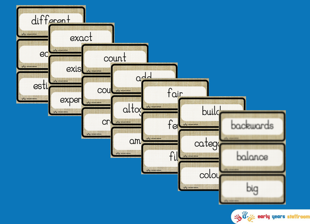 Maths Word Cards Supporting White Rose - Consolidating (Hessian Background)