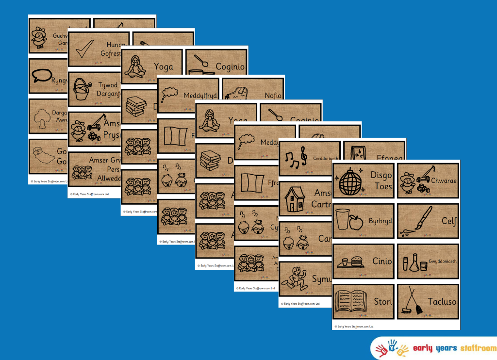 Visual Timetable - Welsh Language (Hessian Background)