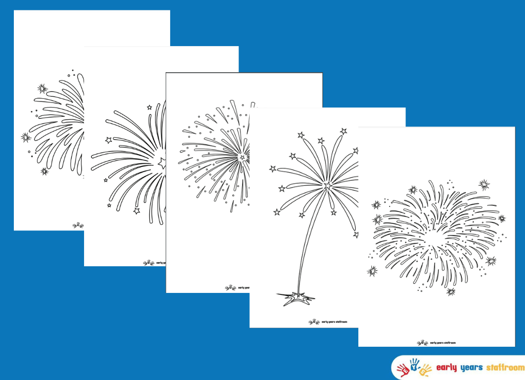 Mindfulness Drawings Firework Celebrations Colouring in