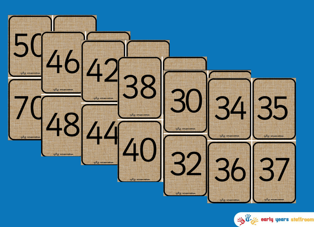 Hessian Number Flashcards 30 - 50 (Numbers only)