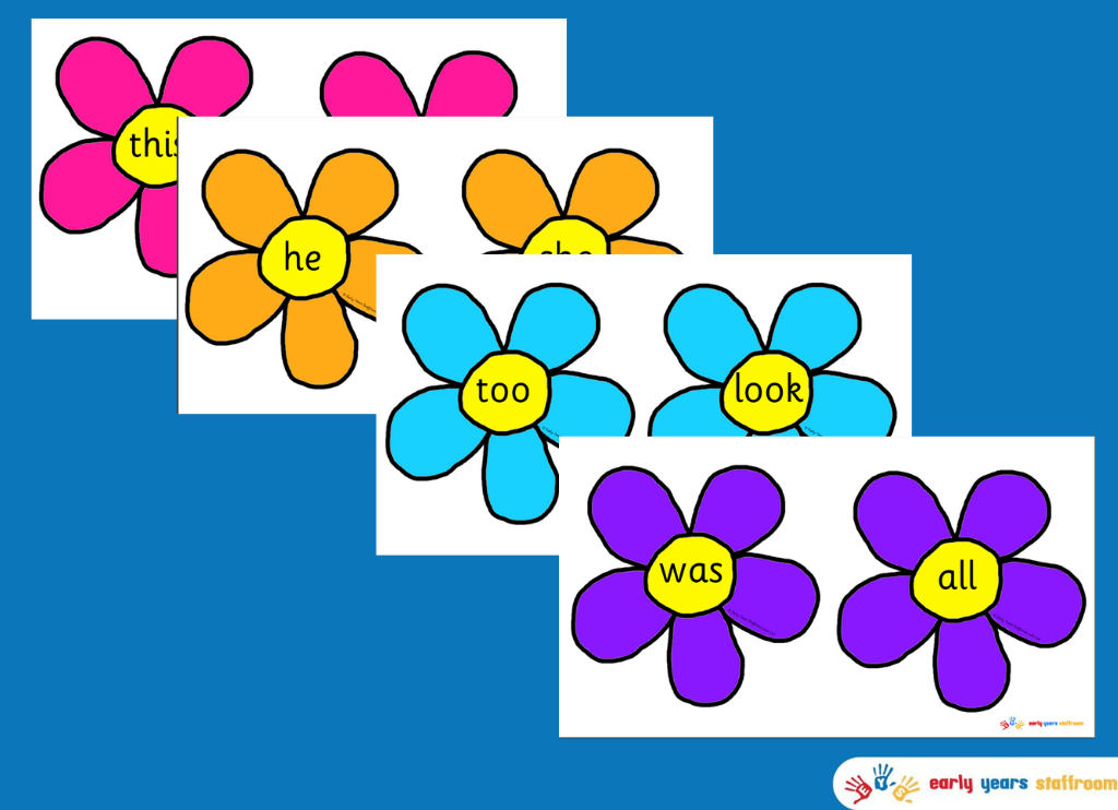 Tricky Word and High Frequency Words Phonics Phase 3 on Flowers.