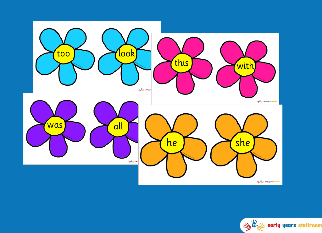 Tricky Word and High Frequency Words Phonics Phase 2 Flowers