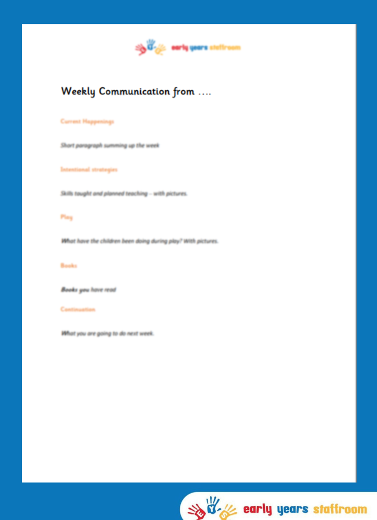 Early Years Newsletter Weekly Editable Template