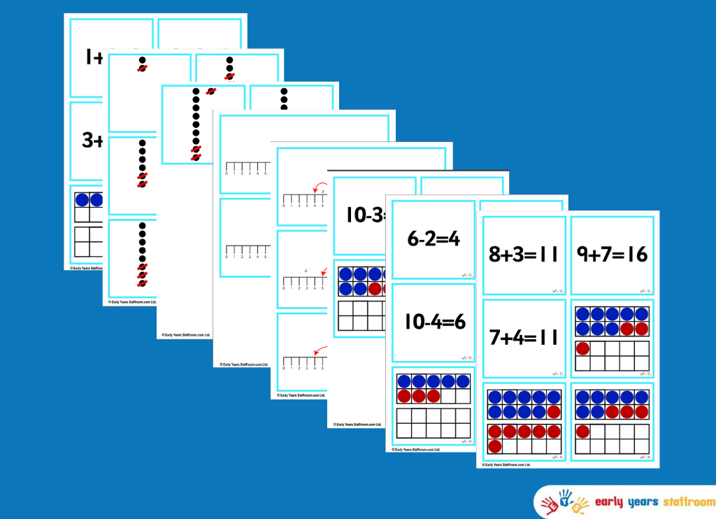 Maths Addition & Subtraction Sentences(Matching Ten Frame Addition Sentence Number Line Crossing 10)