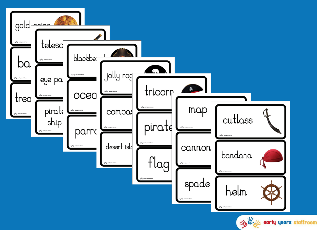 Pirate Themed Word Cards (White Background)