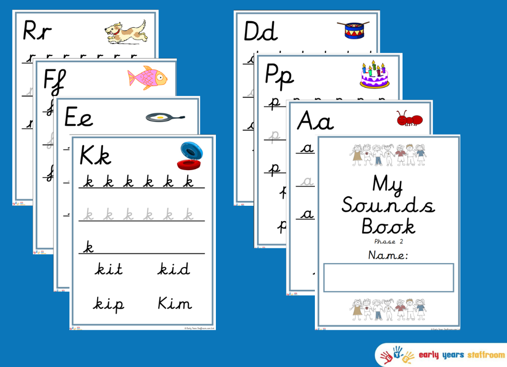 Phonics Phase 2 - My Sound Handwritting Practise Book Letter Formation (Cursive Font)