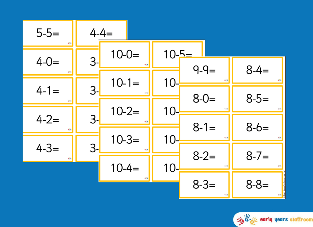 Subtraction Flashcards to 10