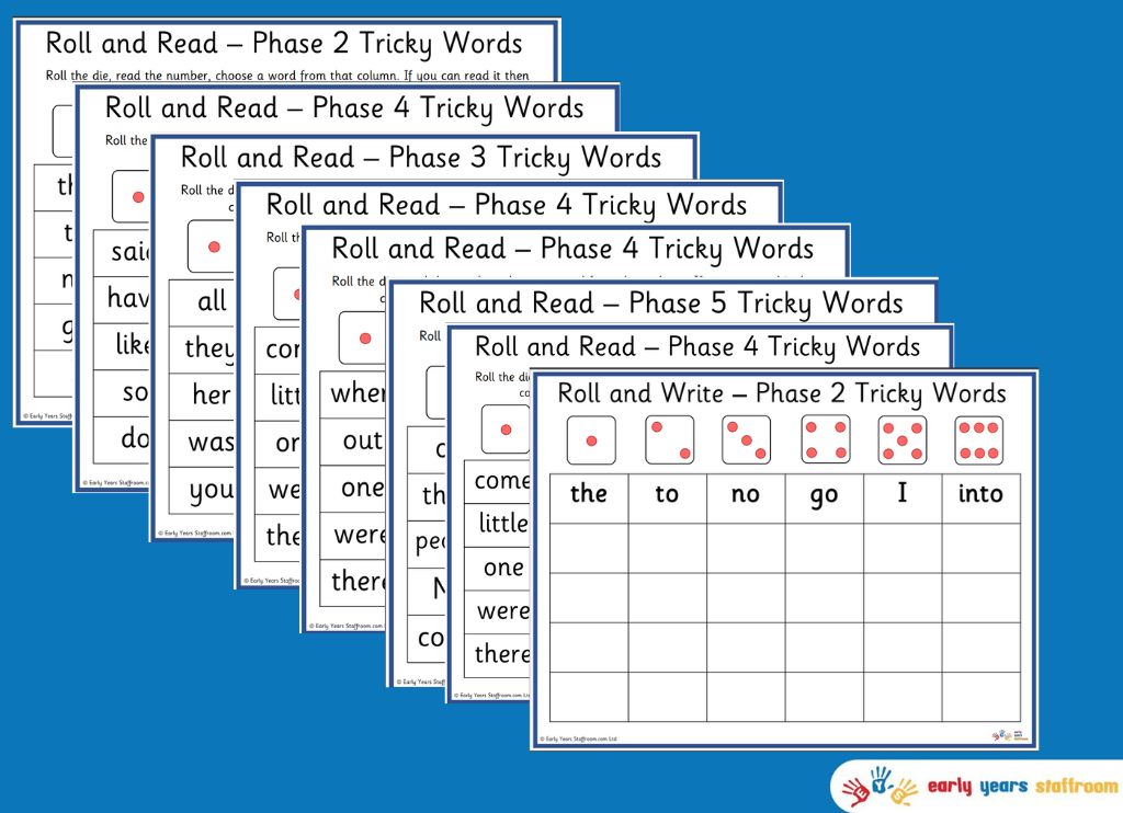 Roll and Write Tricky Words Phase 2-5