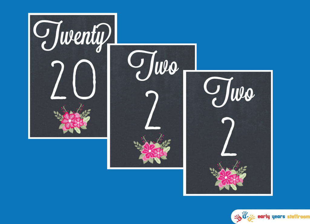 Flower Number Line 1-20 Blackboard