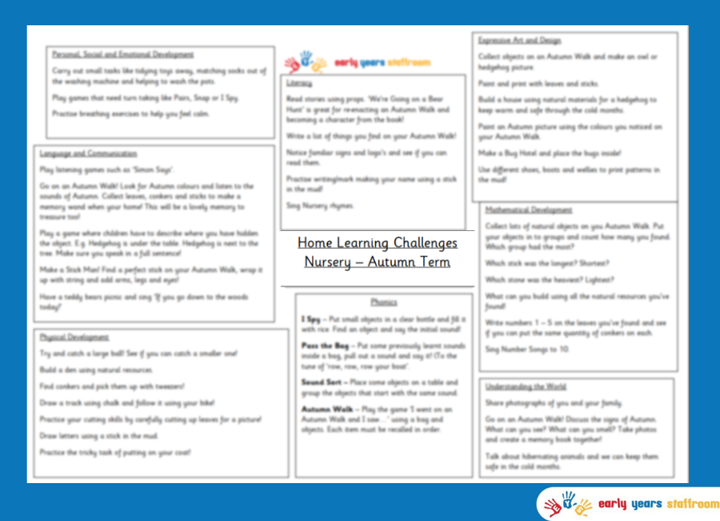 Home Learning Challenges Nursery Autumn Term (Existing EYFS)