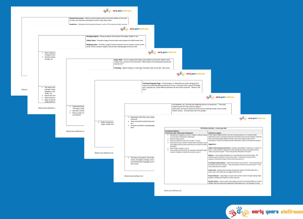 Maths Nursery Planning 3-4 Year Olds New EYFS