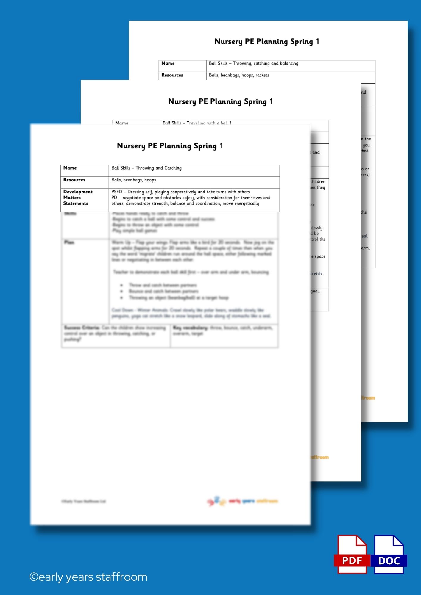 Nursery PE Weekly Planning Spring 1 – Ball Skills | EYFS